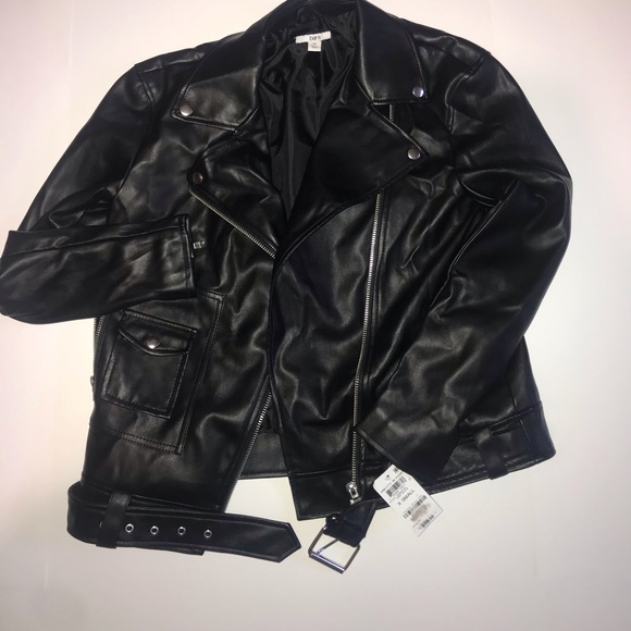 ❗️NWT❗️Bar III Deep Black Faux Leather Jacket - Picture 4 of 10